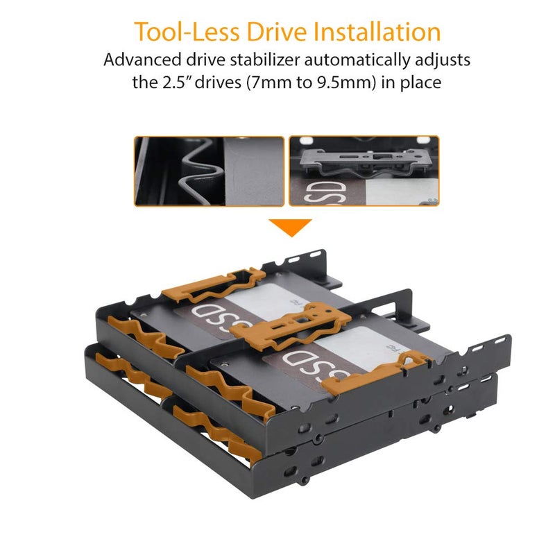 ICY DOCK 4 Bays Dual 2 x 2.5 inch Hard Drive SSD Mounting Bracket Adapter for External 5.25â€ Bay | Flex-FIT Quattro MB344SP - Image 4